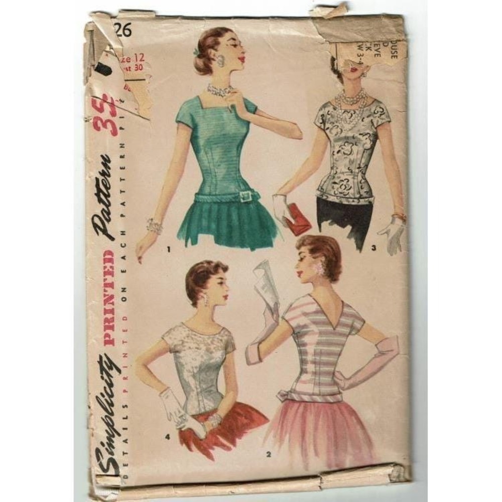 Simplicity Sewing Pattern 1126 Misses Size 12 Blouse Top V-Back Kimono Sleeve